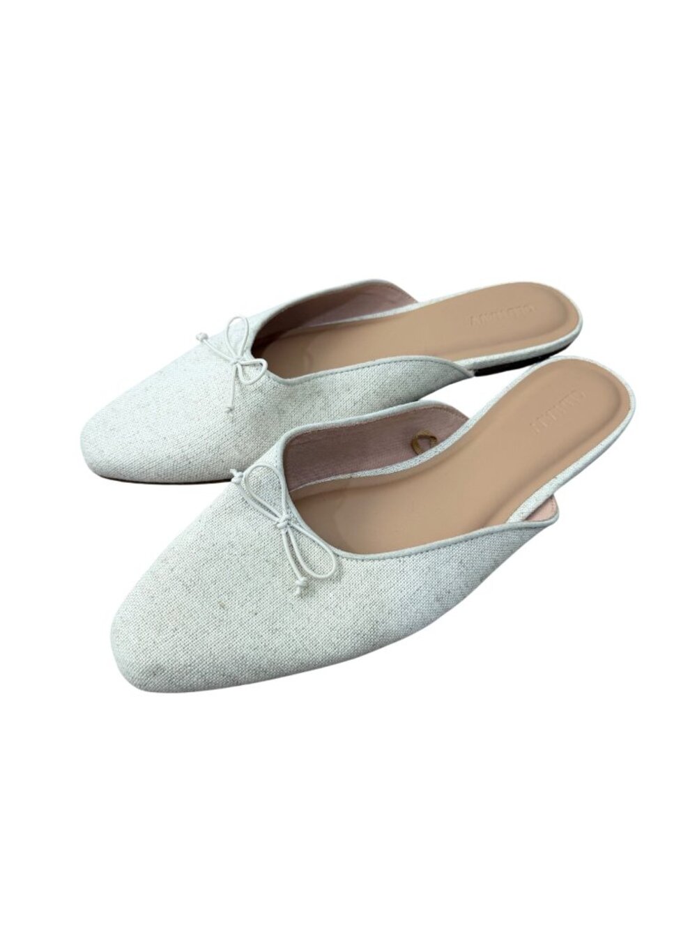 Old Navy Natural Linen Ballet Mule Flats Bow Detail - Women’s 9 - Stylish Shoes